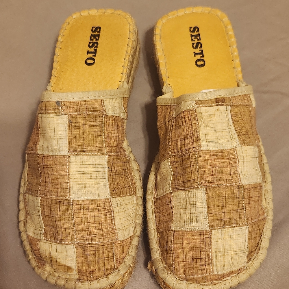 Sesto Tan and Cream Checkered Slip Ons